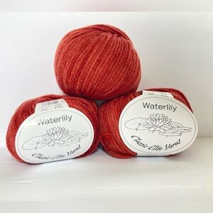 Lot of 3 Classic Elite Yarns Waterlily Orange Yarn, 100% Extra Fine Merino